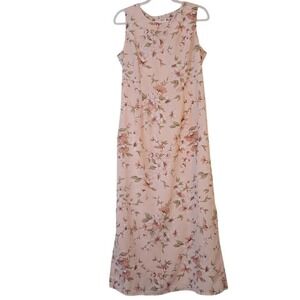 Vintage 90s R&K ORIGINALS 10 Pink Floral Sleeveless‎ Shift Dress Maxi Fairycore